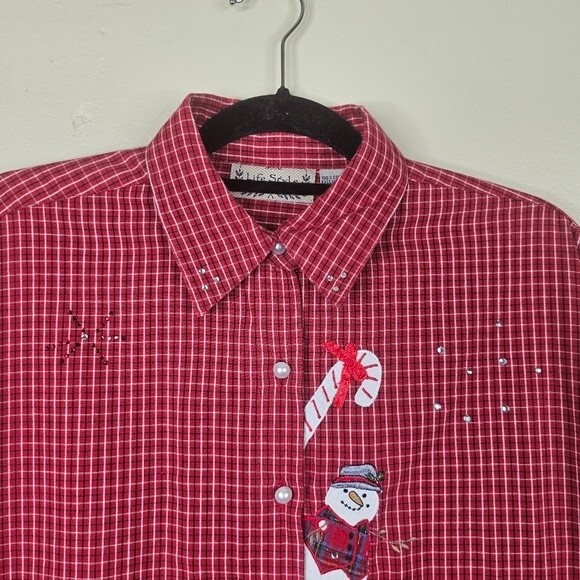 Life style vintage plaid button down christmas shirts size large cotton - Picture 4 of 7